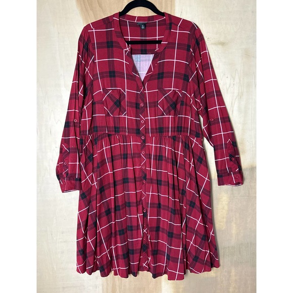 torrid Dresses & Skirts - Torrid Dress Size 2 Womens Plaid Long Sleeve Pockets Plus Size
